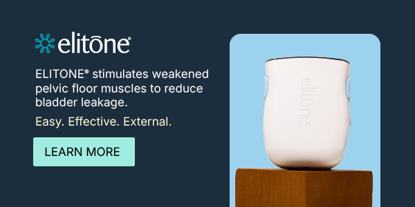 Elitone stimulates weakened pelvic floor muscles to reduce bladder leakage. Easy. Effective. External